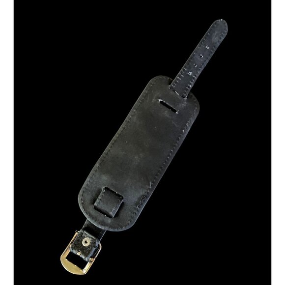 Black Leather Butterfly Bracelet Rhinestones & Adjustable Buckle Closure - Picture 5 of 5